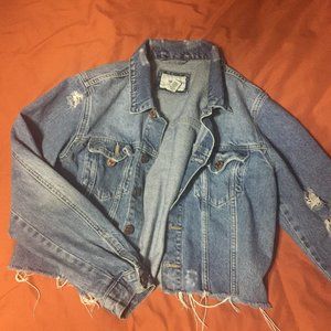 F21 cropped jean jacked